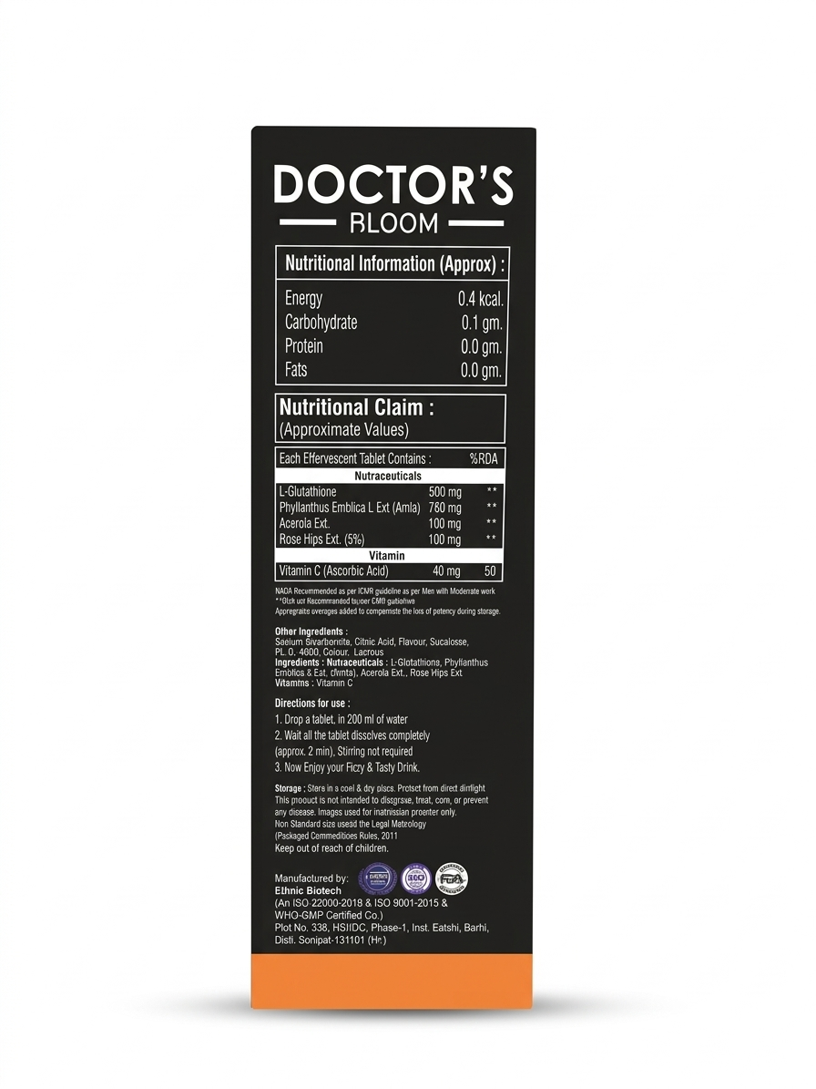 Ingredients of glutathione vitamin C effervescent tablets